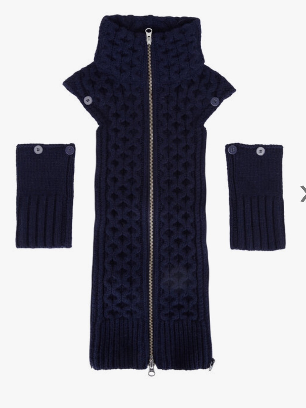 Veronica Beard Black wool Cable-Knit Zip Dickey with Detachable Arm cuffs 🖤